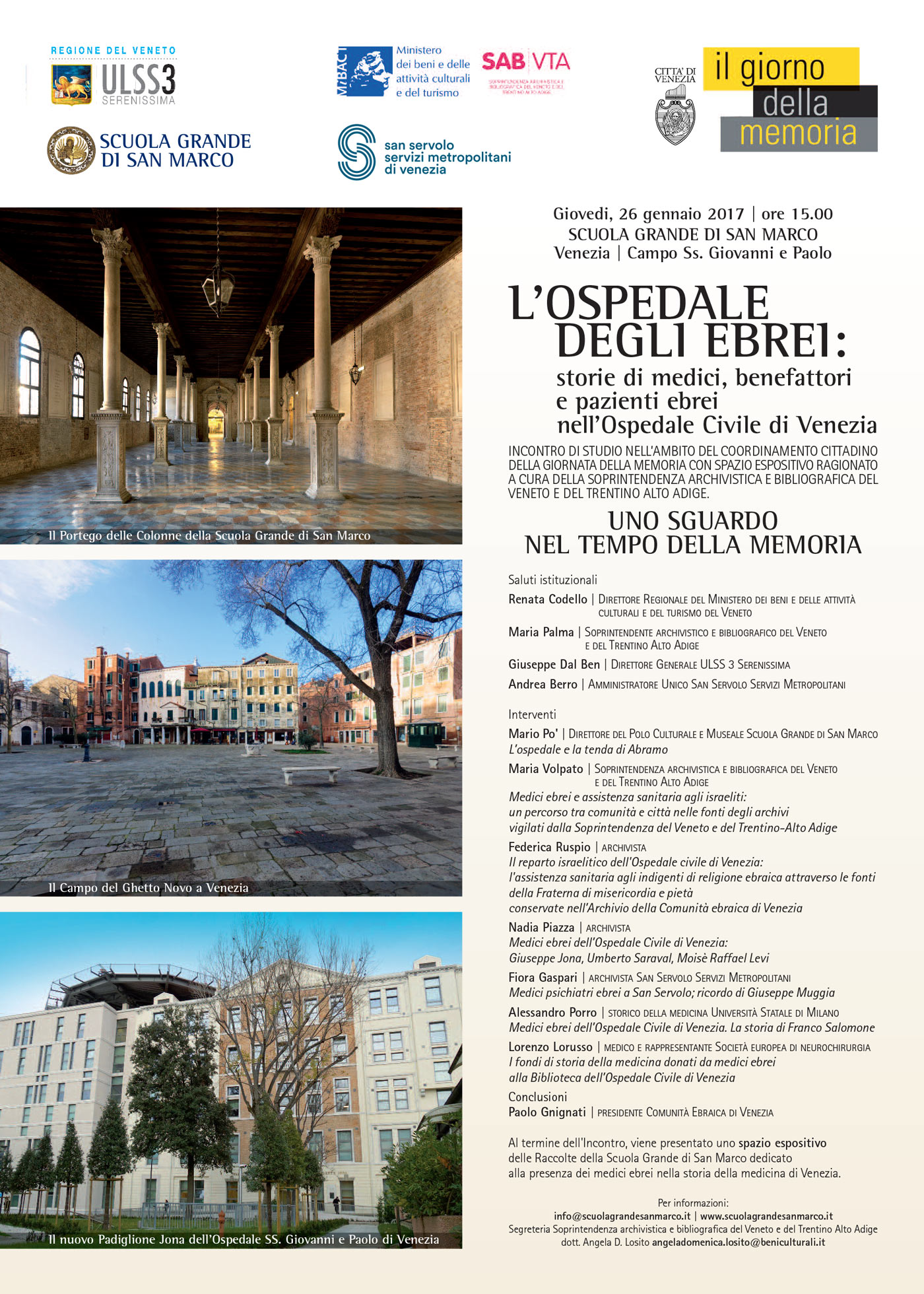 L’OSPEDALE DEGLI EBREI: storie di medici, benefattori e pazienti ebrei nell'Ospedale Civile di Venezia